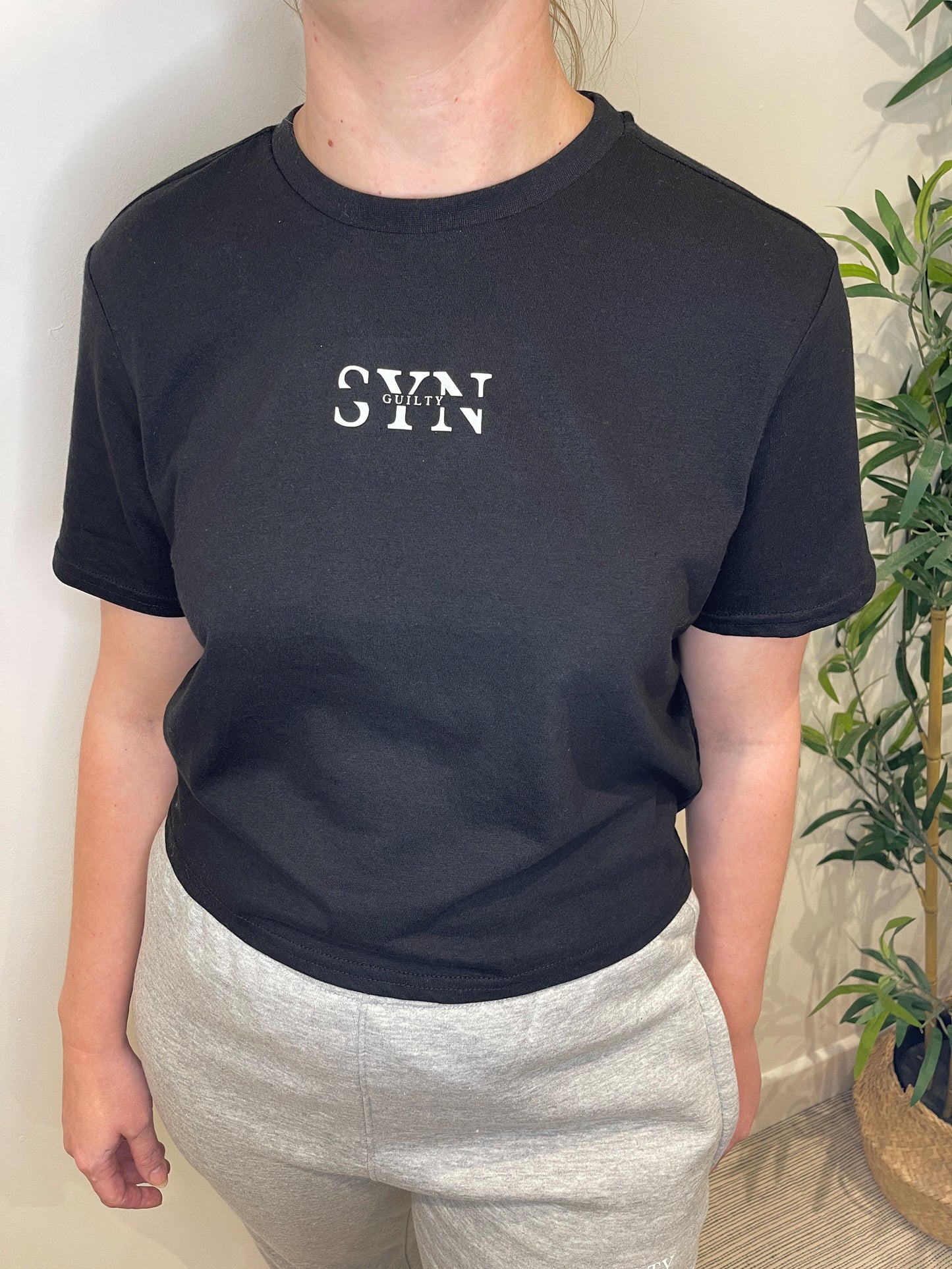 Black GS Cropped Boxy T-Shirt