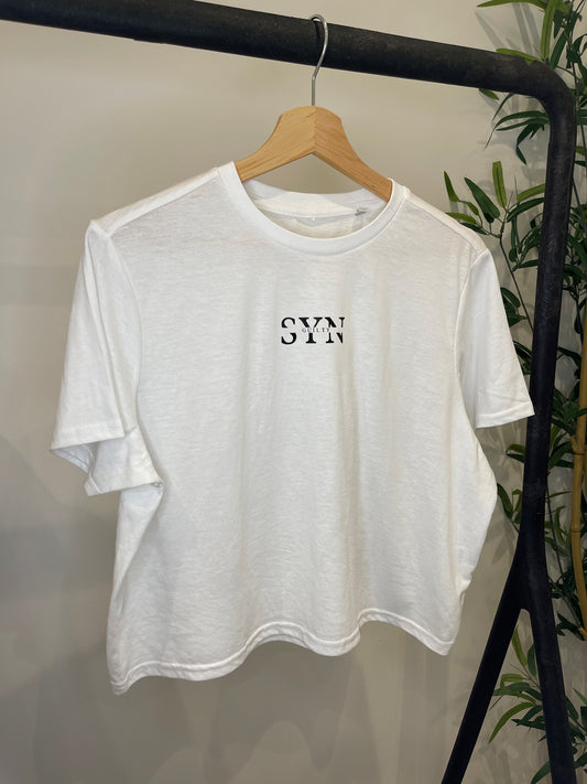 White GS Cropped Boxy T-Shirt