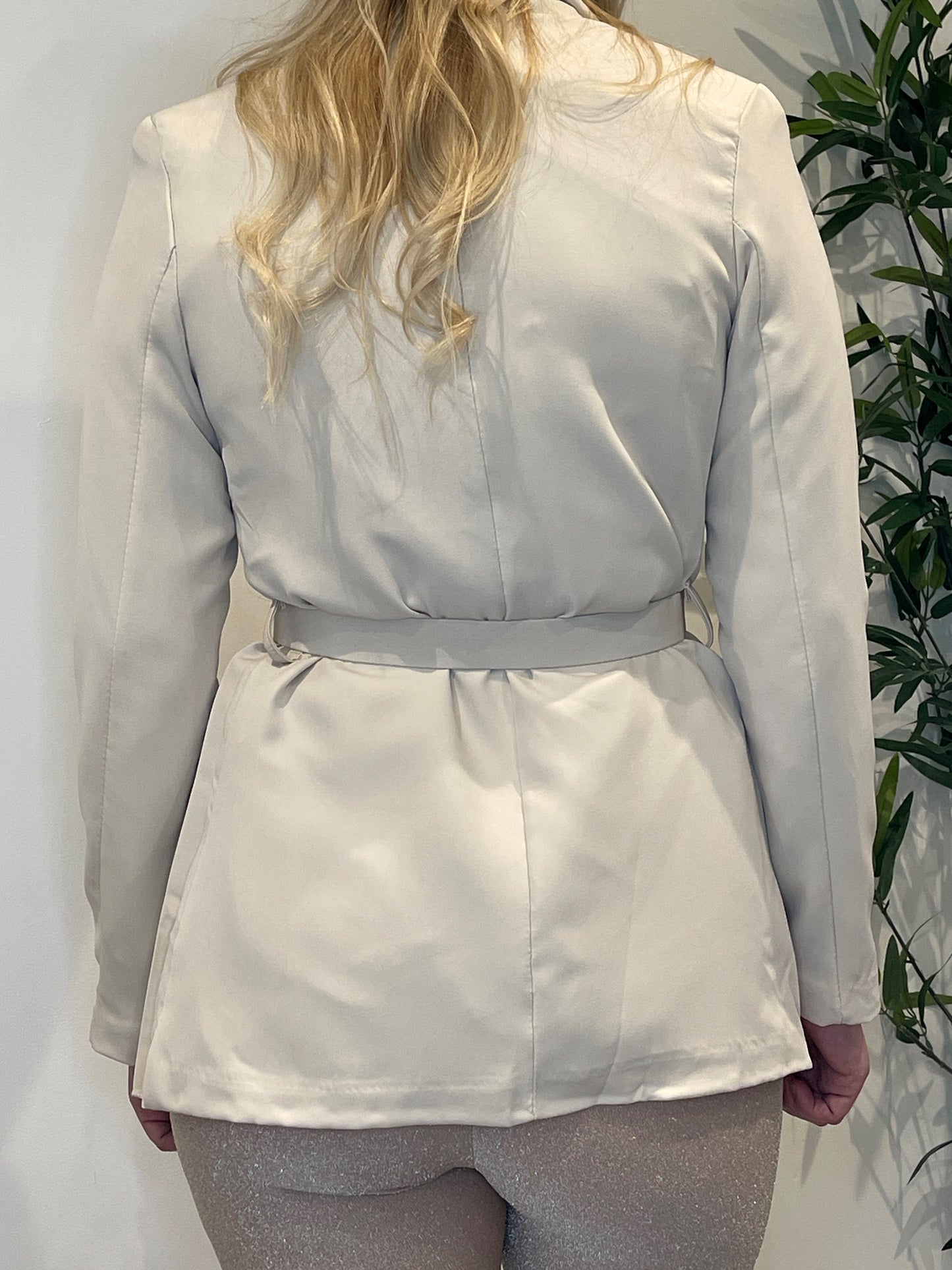 Stone Pleated Belted Blazer