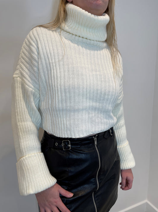 Roll Neck Oversized Crop Jumper